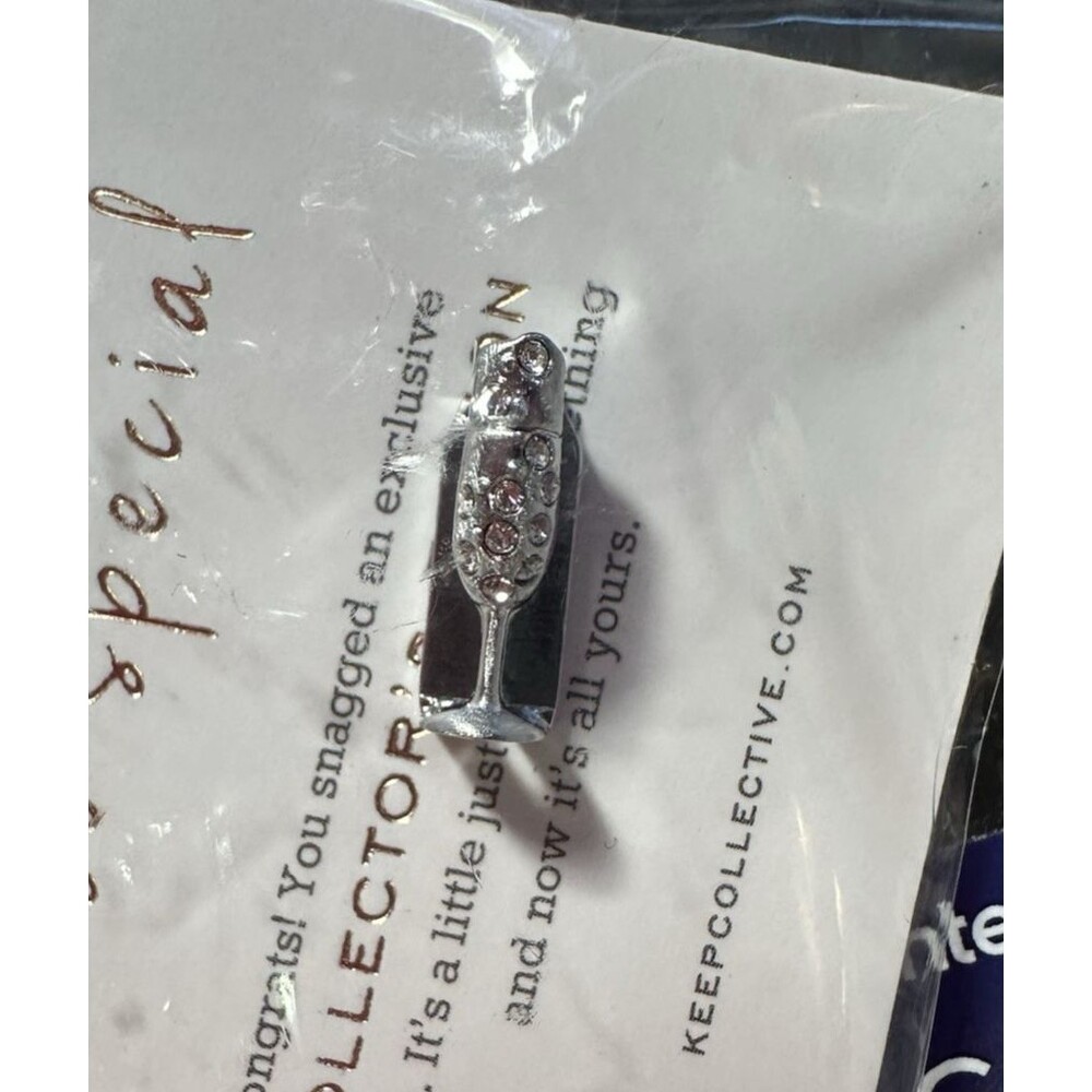 KEEP Collective Silver Pavé champagne glass Limited Edition Charm Slider NIP